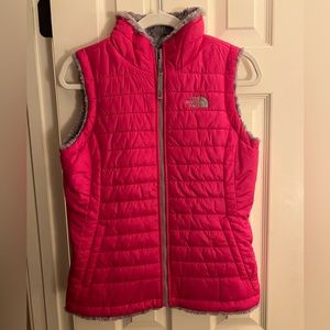 Hot Pink & Grey North Face Vest | Size S